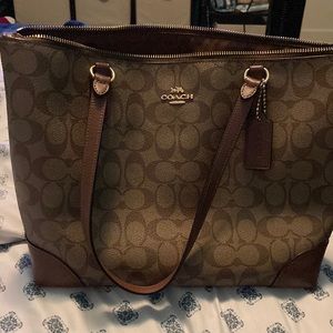 Coach Zip Top Tote in Signature Canvas